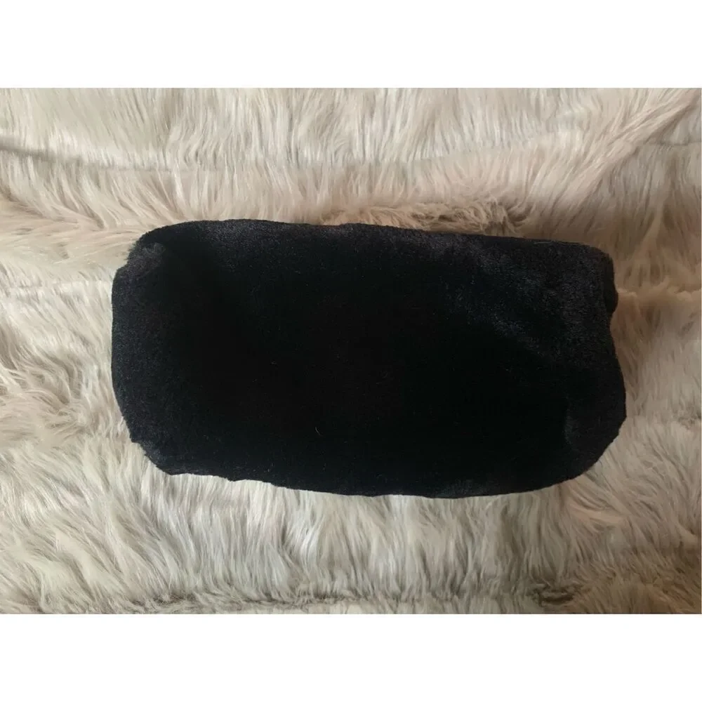 Anastasia Beverly Hills Black Faux Fur Cosmetic Makeup Bag